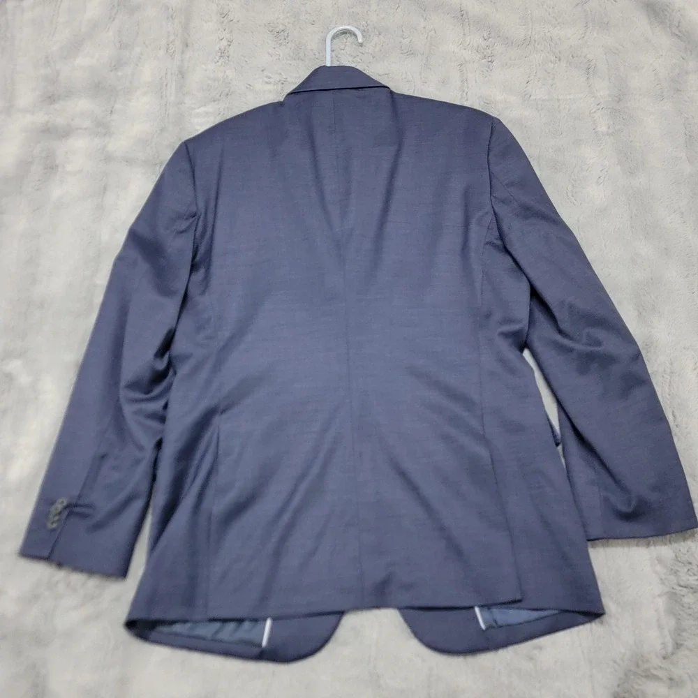 Kenneth Cole Blazer Mens 44L (Fits 42L) Blue Wool Stretch Awearness Suit Jacket